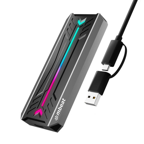 mbeat USB-C/A 10Gbps RGB M.2 NVMe & SATA SSD Enclosure