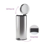 30L Pedal Bin with Stainless Steel and Plastic Construction