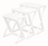 Manhattan Solid Mahogany Timber Nest of Tables - Set of 3 (White)