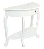 Emilie Cabriole Leg 1 Drawer Half Round Entry Table - White