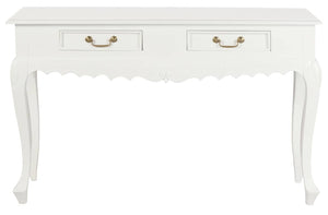 Seine 2 Drawer Carved Sofa Table (White)