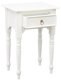 Milly Turn Leg 1 Drawer Side Table (White)