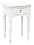 Milly Turn Leg 1 Drawer Side Table (White)
