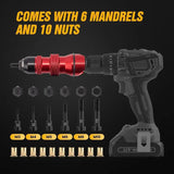 Professional Electric Drill Tool Rivet Rivnut Nut Gun Adapter Insert Tool M3-M10