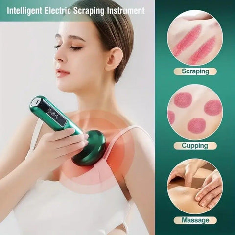 12 Levels Electric Cupping Massager Vacuum Suction GuaSha Anti Cellulite Beauty GREEN