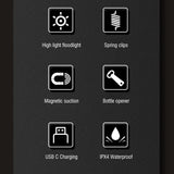 Mini Flashlight Keychain USB Rechargeable Cob Waterproof Portable Led Work Light