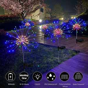 Colourful Fireworks 120 LED Fairy String Lights Starburst Solar Xmas Garden Night Lamp Hot NEW