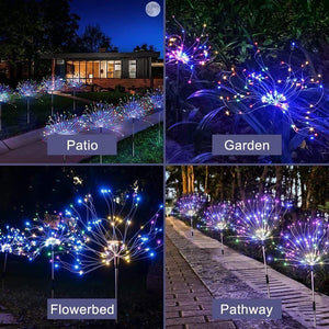 Colourful Fireworks200 LEDS Fairy String Lights Starburst Solar Xmas Garden Night Lamp Hot NEW