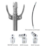 Grease Gun Coupler High Pressure Quick Release Lock Nozzles w/Hose For 1/8"NPT