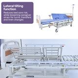 EQUIPMED Medical Bed, w/ Mattress & Over Bed Table, Back and Leg Lifting, Lateral Tilting, Commode Bowl, IV Pole, Home Aged Care or ICU Hospital