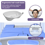 EQUIPMED Medical Bed, w/ Mattress & Over Bed Table, Back and Leg Lifting, Lateral Tilting, Commode Bowl, IV Pole, Home Aged Care or ICU Hospital