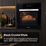 EUROCHEF 60cm 10 Function Built-In Electric Wall Oven, 80L Air Fryer Water Clean Fan Forced Pizza Grill Defrost 250C Black Triple-Glazed In Australia - Darrahopens