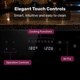 EUROCHEF 60cm 10 Function Built-In Electric Wall Oven, 80L Air Fryer Water Clean Fan Forced Pizza Grill Defrost 250C Black Triple-Glazed