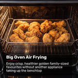 EUROCHEF 60cm 10 Function Built-In Electric Wall Oven, 80L Air Fryer Water Clean Fan Forced Pizza Grill Defrost 250C Black Triple-Glazed