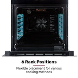 EUROCHEF 60cm 10 Function Built-In Electric Wall Oven, 80L Air Fryer Water Clean Fan Forced Pizza Grill Defrost 250C Black Triple-Glazed