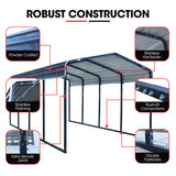 SHADE SHIELD Single Carport Shed 3.3 x 6 x 2.9m, Galvanised Steel Frame, Powder Coated Gable Roof, Shelter for Car Caravan Boat Tractor Agricultural