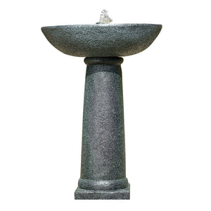 Protege Bird Bath Solar Water Feature Fountain, Contemporary Birdbath Design, with Panel Kit, LED Lights, Dark Grey