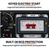 GENPOWER 7kW Peak 5kW Rated Commercial Diesel Generator, Three Phase 415V, Electric Start, Sound-Insulated, RCD Safety Switch, Worksite & Backup Power