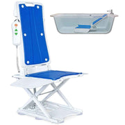 EQUIPMED Motorised Bath Lift Chair, Electric Battery Operated Reclining Seat, Bathing for Elderly & Disabled, 136kg Capacity Blue In Australia - Darrahopens