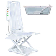EQUIPMED Motorised Bath Lift Chair, Electric Battery Operated Reclining Seat, Bathing Aid for Elderly & Disabled, 136kg Capacity White In Australia - Darrahopens