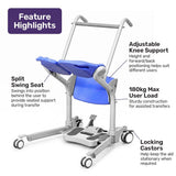 EQUIPMED Manual Sit to Stand Aid Transfer Chair Device, Patient and Elderly Mover In Australia - Darrahopens