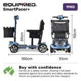 EQUIPMED SmartPacer+ Ultra-Lightweight Mobility Scooter w/ Li-ion Battery, Only 19kg, Foldable, Airline Approved, 120kg Capacity, Blue In Australia - Darrahopens