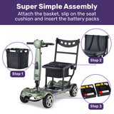 EQUIPMED SmartPacer+ Ultra-Lightweight Mobility Scooter w/ Li-ion Battery, Only 19kg, Foldable, Airline Approved, 120kg Capacity, Green