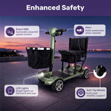 EQUIPMED SmartPacer+ Ultra-Lightweight Mobility Scooter w/ Li-ion Battery, Only 19kg, Foldable, Airline Approved, 120kg Capacity, Green