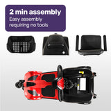 EQUIPMED FreeLite+ Mid-Sized Foldable Electric Mobility Scooter, Lithium Battery, Long Range and Easy Charging, Red