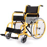 EQUIPMED Kids Paediatric Wheelchair, 100kg Rated, 110-140cm Rider Height, Quick Folding, Adjustable Footrests, 22" Wheels, Yellow