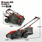 BAUMR-AG 540CX 40V SYNC 18" Cordless Lawn Mower Kit, VertiStore, Fast Charger, 2 x 4Ah Batteries, 6 Heights, Brushless, 430mm Cut Width