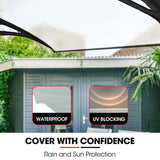 SHADE SHIELD 2x1m Aluminium Exterior Awning, Black DIY External UV Rain Protection Clear Polycarbonate Canopy Cover