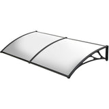 SHADE SHIELD 2x1m Aluminium Exterior Awning, Black DIY External UV Rain Protection Clear Polycarbonate Canopy Cover