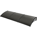 SHADE SHIELD 3x1m Aluminium Exterior Awning, Black DIY External UV Rain Protection Grey Tinted Polycarbonate Canopy Cover