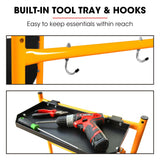 BAUMR-AG Mobile Scaffold Platform, 226kg Load, Steel Frame, Dual Height, Folding for easy Transport and Storage, Locking Castors, Tool Tray