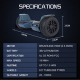 Bullet SX-4500 Hoverboard Scooter, 8.5" Wheels, 700W Brushless, Superior Self Balancing System, UL Certified, LED Lights, Carry Bag, Navy Blue