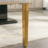 AADEN 2x Velvet Dining Chairs with Golden Metal Legs-Black