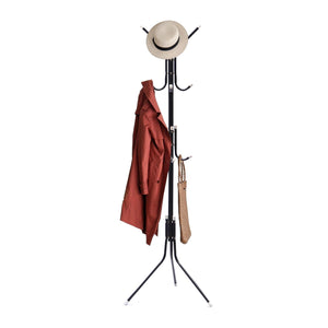 EKKIO 12 Hook Metal Coat Rack Stand with 3-Tier Hat Hanger (Black)EK-CRS-102-GQR