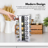 Gominimo Quadrate Rotating Spice Rack Organizer (20 Jars) with Label Sticker and Silicone Funnel