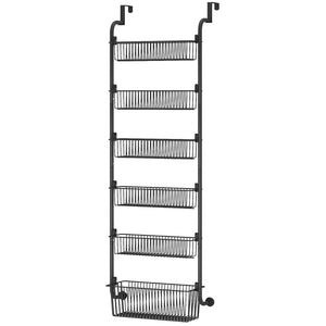 GOMINIMO 6 Tier Adjustable Baskets Over the Door Pantry Organizer (Black)