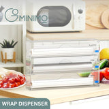 GOMINIMO 3 in 1 Acrylic Wrap Dispenser with Cutter and Labels Clear