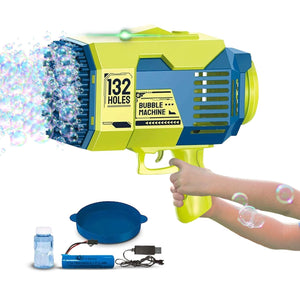 GOMINIMO 132 Holes Bubbles Machine Gun for Kids (Dark Blue and Green) GO-BMG-104-KBT