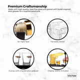 1.2L Whisky or Wine Decanter Glass Pistol Set - 2 Shot Glasses + Wooden Stand