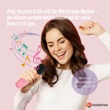 Mini Karaoke Machine and 2x Wireless Microphones Portable Bluetooth Speaker Pink