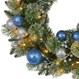 Swishmas 61cm Blue Collection Multicolour Pre-Lit Christmas Wreath
