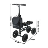 Orthonica Mobility Steel Knee Scooter Walker Steerable Ergonomic Foldable Scooter 10-inch Wheels Height Adjustable Steel Frame 136kg Weight Capacity