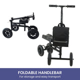 Orthonica Mobility Steel Knee Scooter Walker Steerable Ergonomic Foldable Scooter 10-inch Wheels Height Adjustable Steel Frame 136kg Weight Capacity