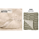 Laura Hill 800-gsm Faux Mink Throw Rug Blanket Queen Size Double-sided Large 220 X 240cm Heavy - Cream