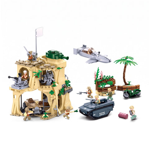 Sluban B1111 Model Kit WWII Battle of Iwo Jima Island Bunker Landing Craft Army Military Base Diorama Blocks DIY Set Toy In Australia - Darrahopens