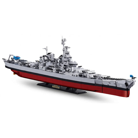 Sluban B1291 Model Kit 1:350 USS Missouri BB63 Mighty Mo Battleship Warship WWII Navy Vessel Boat Blocks DIY Set Toy In Australia - Darrahopens
